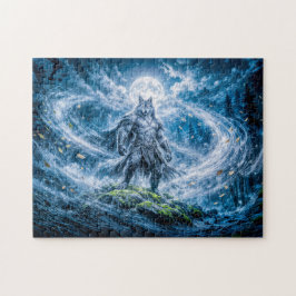 Dynamische Fantasy-Werwolf unter dramatischem Mond