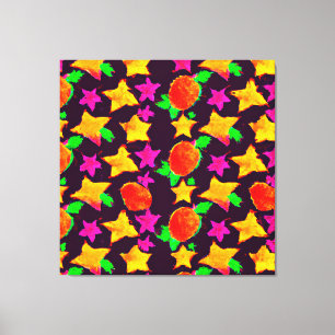 Dynamische Farben Obst und Sterne Muster Kunst Leinwanddruck