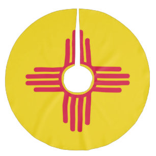 Dynamische Flag-Grafik des Staates New Mexiko auf  Polyester Weihnachtsbaumdecke