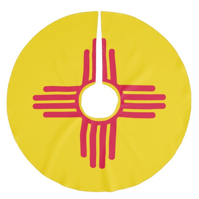Dynamische Flag-Grafik des Staates New Mexiko auf  Polyester Weihnachtsbaumdecke (Vorderseite)