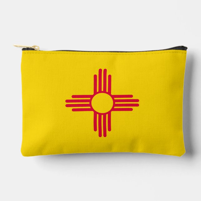 Dynamische Flag-Grafik des Staates New Mexiko auf  Zubehörtasche (Vorderseite)