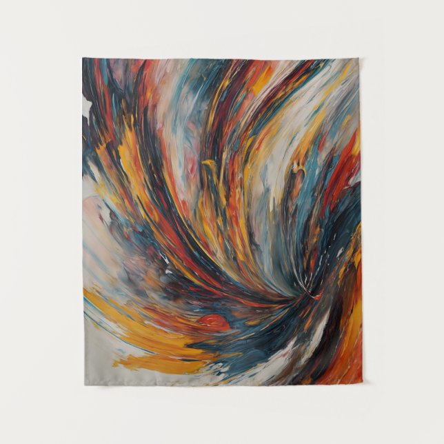 Dynamische Flammenkunst Abstrakter Expressionismus Wandteppich (Vorderseite)