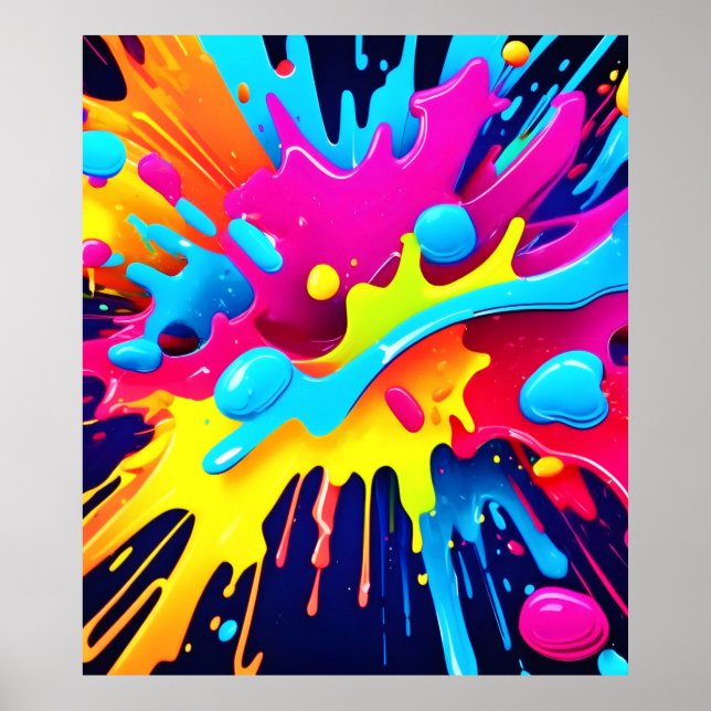 Dynamische fluoreszierende Farbstreifen Poster (Vorne)