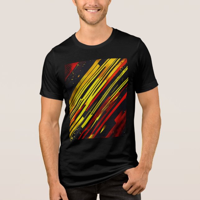 "Dynamische Fusion: Abstrakte Sportsegmente rot un Tri-Blend Shirt (Vorderseite)