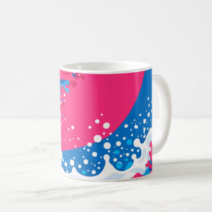 Dynamische Fusion von rosa, blauen und weißen Well Kaffeetasse
