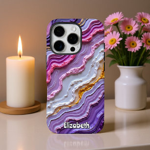Dynamische Geode-Kunst in Lila Dingen iPhone 16 Pro Hülle