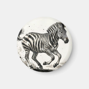 Dynamische laufende Zebra-Tinte-Kunst Magnet