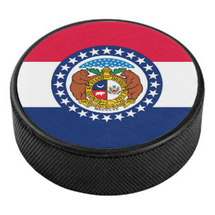Dynamische Missouri-Staats-Flaggen-Grafik auf a Eishockey Puck