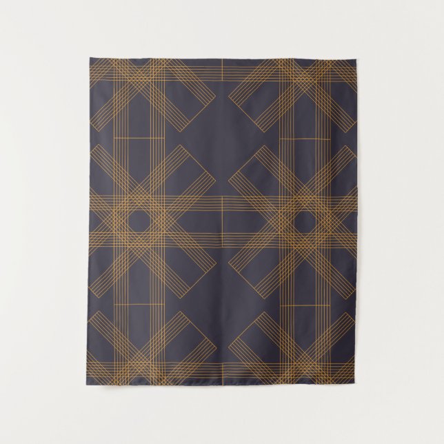 Dynamische, moderne, coole, abstrakte Linienmuster Wandteppich (Vorderseite)