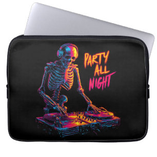 Dynamische Neon-farbige Skeleton DJ Spinning Platt Laptopschutzhülle