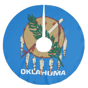 Dynamische Oklahoma-Staats-Flaggen-Grafik auf a Polyester Weihnachtsbaumdecke