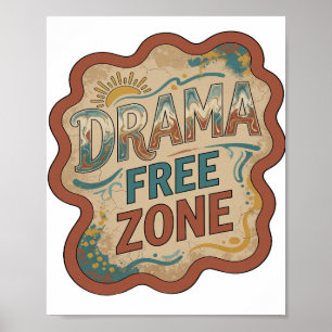 Dynamische Orange DRAMA FREIE ZONE Text Design Poster