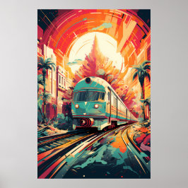 Dynamische Spuren: Lebhafte Zugkunst auf Abstrakte Poster