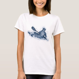 Dynamische Whitewater-Kajakfahrer-Linienkunst T-Shirt