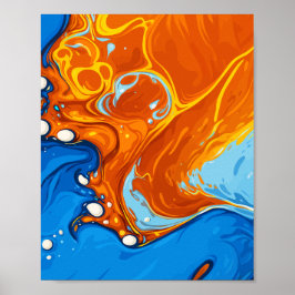 Dynamische Wirbel aus Blau und Orange in fließende Poster