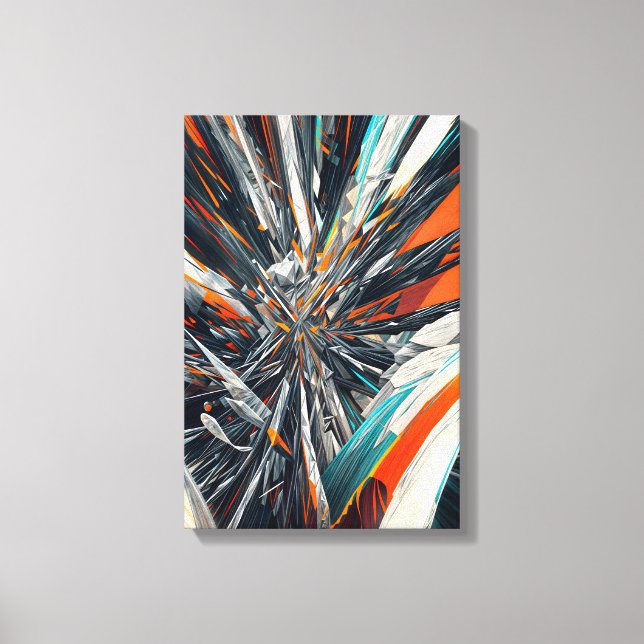 Dynamischer Abstrakter Burst - Geometrische Explos Leinwanddruck (Vorderseite)