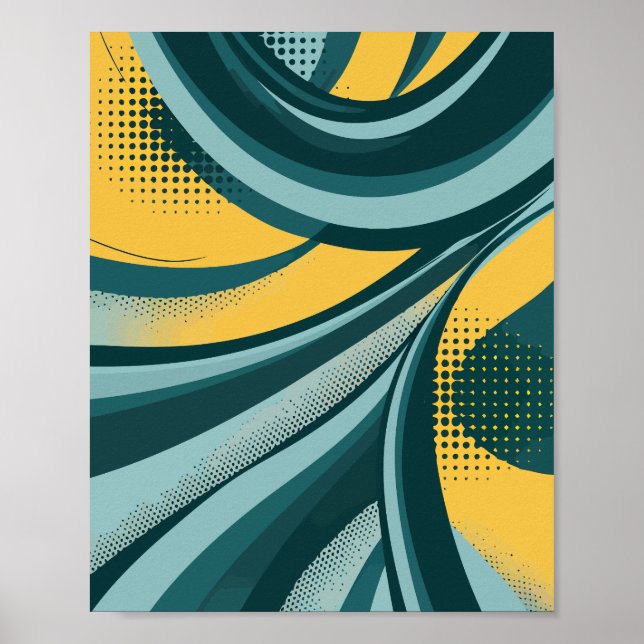 Dynamischer Abstrakter Durchfluss mit Retro Vibes Poster (Vorne)