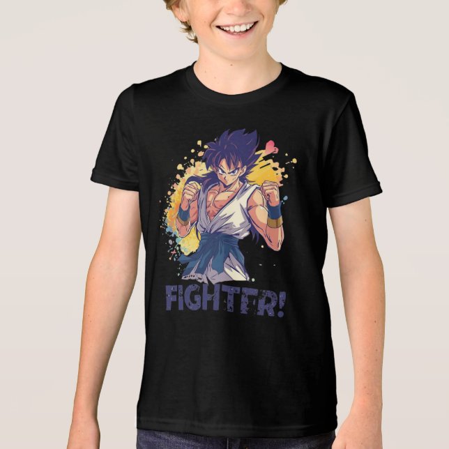 Dynamischer Anime-Kämpfer-T - Shirt (Vorderseite)