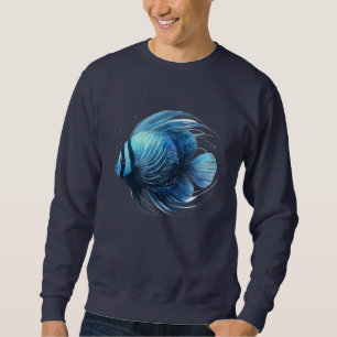 Dynamischer blauer und schwarzer Ozeanfisch Sweatshirt