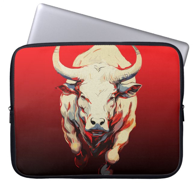 Dynamischer Bull in fiery Motion Laptopschutzhülle (Vorderseite)