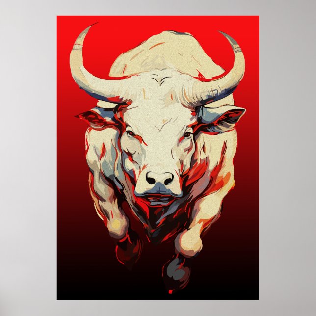 Dynamischer Bull in fiery Motion Poster (Vorne)