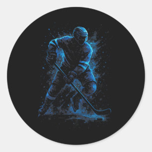 Dynamischer Eishockeyspieler - Sport Winter Schlit Runder Aufkleber
