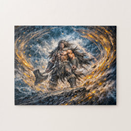Dynamischer Fantasy-Berserker-Krieger mit mächtige