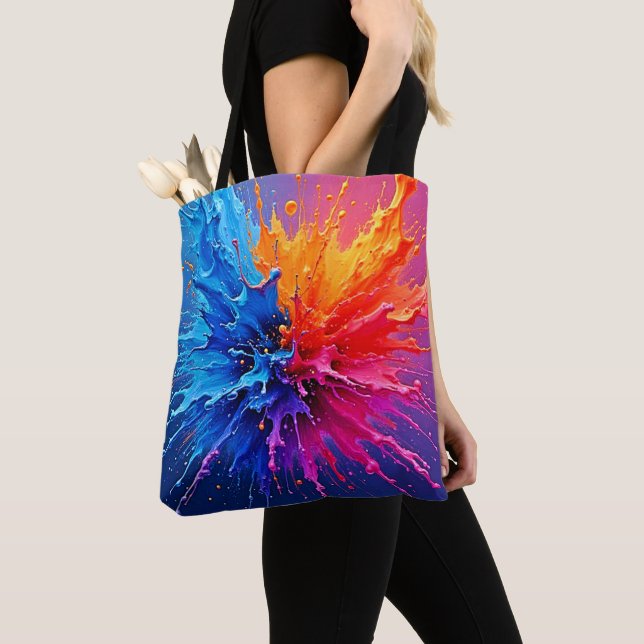 Dynamischer Farbdruck Abstrakt Tasche (Von Nahem)