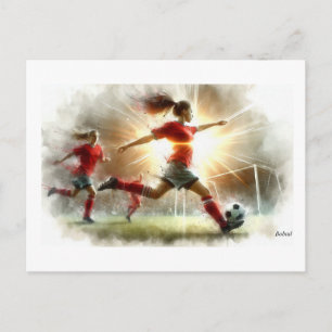 Dynamischer Frauenfußballspielzug,  Postkarte