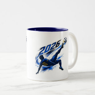 Dynamischer Fußballspieler 2026 Zweifarben-Kaffeet Zweifarbige Tasse