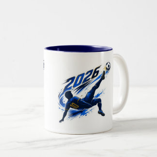 Dynamischer Fußballspieler 2026 Zweifarben-Kaffeet Zweifarbige Tasse