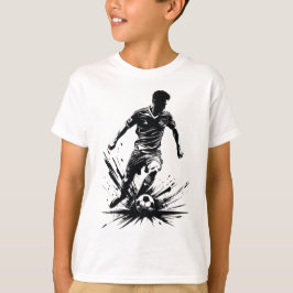 Dynamischer Fußballspieler T-Shirt