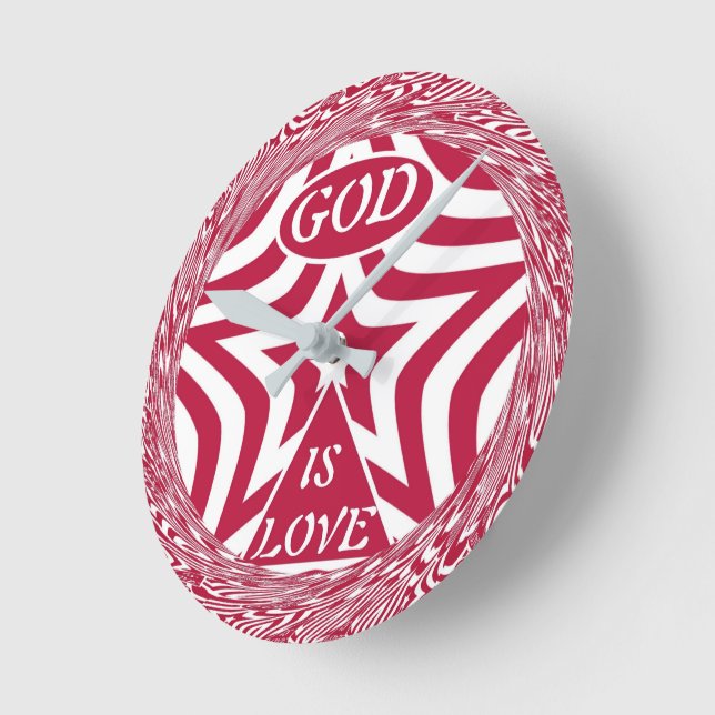 Dynamischer Gott ist Liebe Star Roter Swirbelwall  Runde Wanduhr (Winkel)