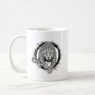 Dynamischer Leopard / Jaguar Angriffs-Kaffeebecher Kaffeetasse