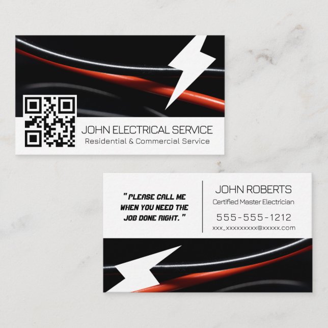 Dynamischer moderner Elektrischer mit QR-Code Visitenkarte (Vorne/Hinten)