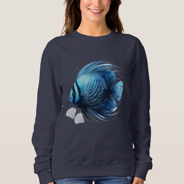 Dynamischer Ozeanfisch mit Muscheln Sweatshirt (Vorderseite)