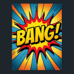 Dynamischer Pop Art 'BANG'! Comic Style Poster<br><div class="desc">Dieses Poster erfasst die ungeheure, explosive Energie einer klassischen Comic-Buchszene. Die gezackte, dynamische Sternexplosion und die kontrastreichen Farben schaffen eine visuelle Schockwelle und feiern den Augenblick des Aufpralls. Es ist eine moderne Hommage an den kühlen, grafischen Stil der 1960er Jahre Pop Art, entworfen um ein lautes und dynamisches Statement-Stück zu...</div>