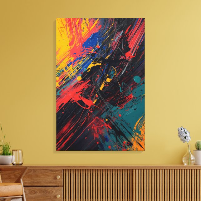 Dynamischer Spritzer - Moderner Abstrakter Express Leinwanddruck (Insitu (Wohnzimmer))