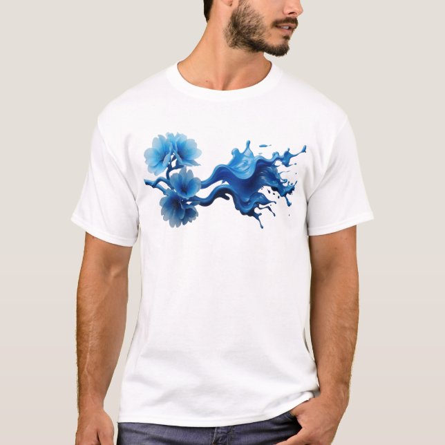 Dynamisches ABSTRACT FLOWER Kunstdesign T-Shirt (Vorderseite)