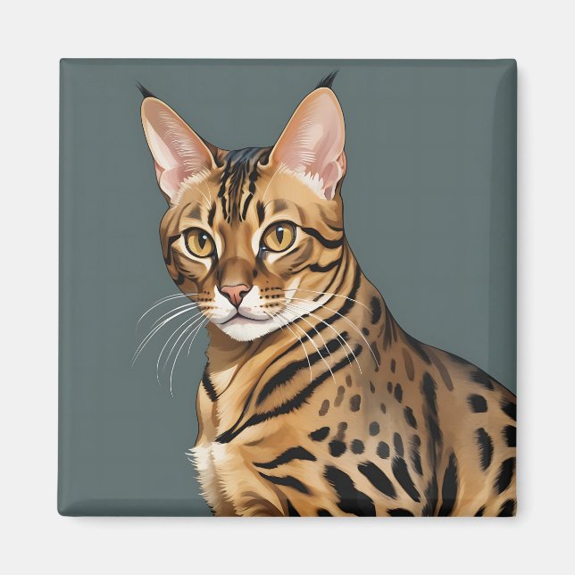 Dynamisches Bengalisches Katapportrait mit markant Magnet (Vorne)