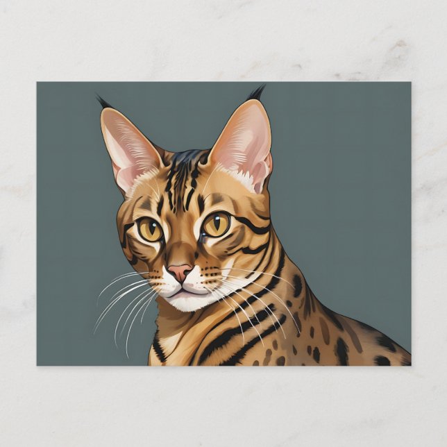Dynamisches Bengalisches Katapportrait mit markant Postkarte (Vorderseite)