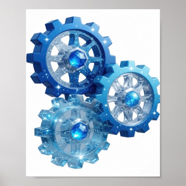 Dynamisches Blau BLUE GEAR v2 Poster (Vorne)