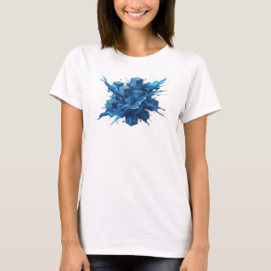 Dynamisches Blaues Abstraktes Würfel Grafik T-Shir T-Shirt