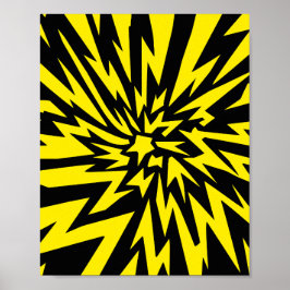 Dynamisches Blitzdesign in Gelb und Schwarz Poster