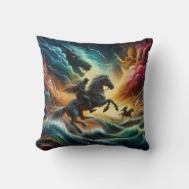Dynamisches Duo: Stormy Horseback Adventure Kissen