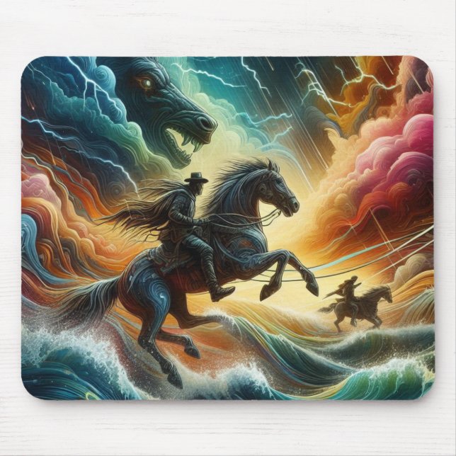 Dynamisches Duo: Stormy Horseback Adventure Mousepad (Vorne)