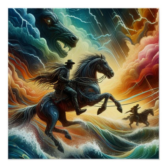 Dynamisches Duo: Stormy Horseback Adventure Poster (Vorderseite)
