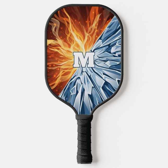 Dynamisches Feuer- und Eis-Elementar  Pickleball Schläger (Vorderseite)