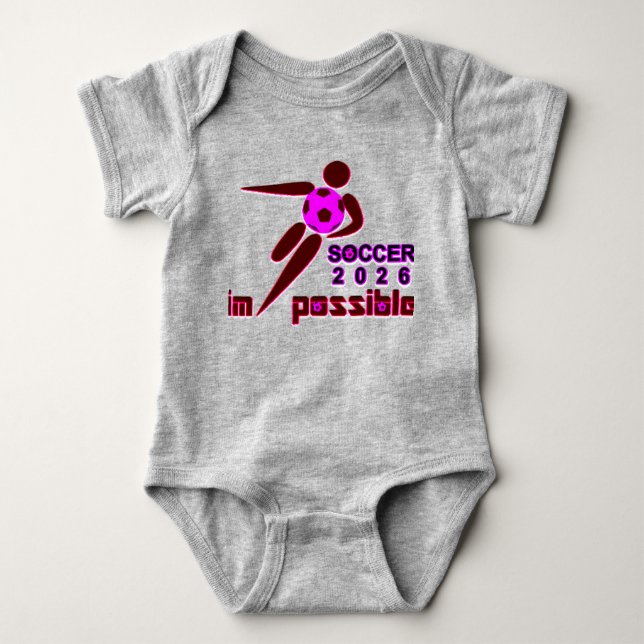 Dynamisches Fußballdesign 2026 Silhouette Baby Strampler (Vorderseite)