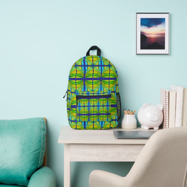 Dynamisches Grasland mit blau Bedruckter Rucksack (InSitu)